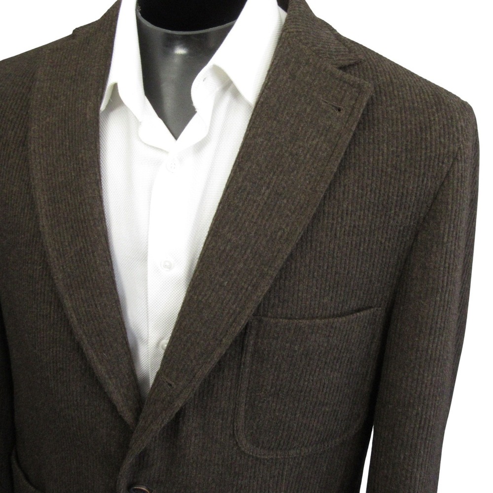 Kroon Tweed Sport Coat 46L 3 Button Brown Textured Stripe Unstructured 2 Vent - Picture 3 of 11